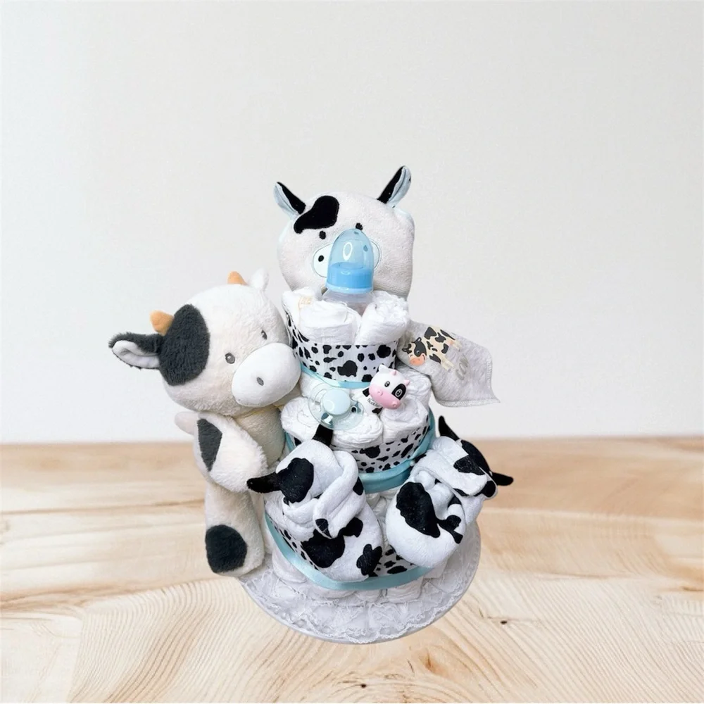 Cow Diaper Cake, Farm Baby Shower Gift